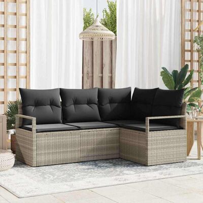Teenpull – Sofa Set Mit Kissen Hellgrau Poly Rattan Teenpull – Sofa Set Mit Kissen Hellgrau Poly Rattan