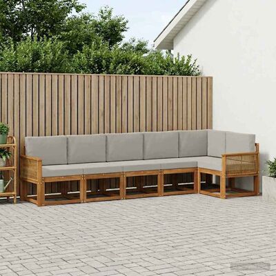 SORRUDER Vidaxl Outdoor-sofagarnitur 6 Stk. Natürlich Und Hellgrau Polyester SORRUDER Vidaxl Outdoor-sofagarnitur 6 Stk. Natürlich Und Hellgrau Polyester