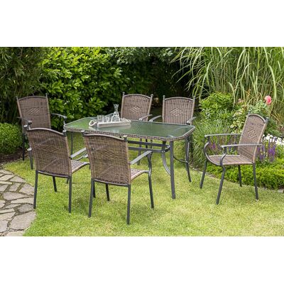 Merxx Roma Set 7tlg 6 Sessel Natur Tisch 150x80cm Alu/kunststoff Merxx Roma Set 7tlg 6 Sessel Natur Tisch 150x80cm Alu/kunststoff