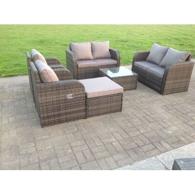 Polyrattan Garten Sofa Outdoor Gartenmöbel Set Für 7 Personen Balkonmöbel Sitzgruppe Mit Hocker,armstuhl,tisch Dunkelgrau Gemischt - Fimous Polyrattan Garten Sofa Outdoor Gartenmöbel Set Für 7 Personen Balkonmöbel Sitzgruppe Mit Hocker,armstuhl,tisch Dunkelgrau Gemischt - Fimous