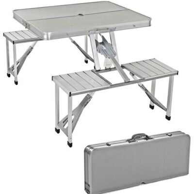 Trade Shop Traesio - Trade Shop - Tisch Tisch Koffer Hocker Klappbar Camping Meer Strand Aluminium - Trade Shop Traesio - Trade Shop - Tisch Tisch Koffer Hocker Klappbar Camping Meer Strand Aluminium -