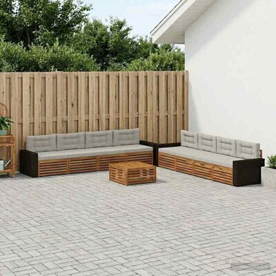 SORRUDER Vidaxl Outdoor-sofagarnitur 9 Stk. Natürlich Und Hellgrau Polyester SORRUDER Vidaxl Outdoor-sofagarnitur 9 Stk. Natürlich Und Hellgrau Polyester