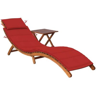 Vidaxl Garden Sun Lounger With Table And Cushion Solid Acacia Wood Vidaxl Garden Sun Lounger With Table And Cushion Solid Acacia Wood