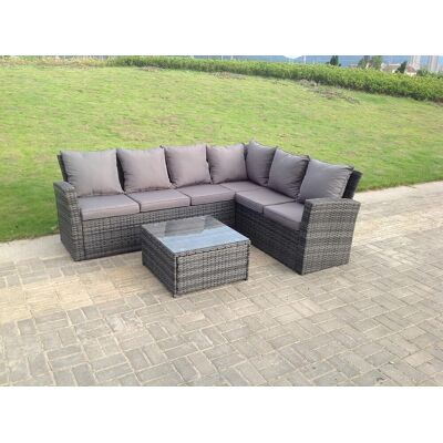 Fimous Hochlehner Outdoor-Eckrattansofa-Set quadratischer Couchtisch dunkelgrau - Outdoor Corner Rattan Sofa Set Fimous Hochlehner Outdoor-Eckrattansofa-Set quadratischer Couchtisch dunkelgrau - Outdoor Corner Rattan Sofa Set