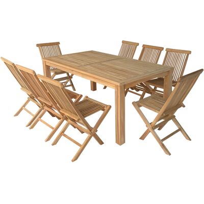 HAPPY GARDEN Teakholz-gartenmöbel Java - Rechteckiger Tisch Und Klappstühle - 8 Plätze HAPPY GARDEN Teakholz-gartenmöbel Java - Rechteckiger Tisch Und Klappstühle - 8 Plätze