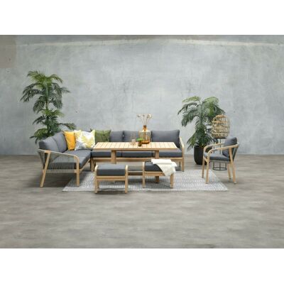 Garden Impressions Dining-ecklounge "cubatao" Inkl. Sessel, Sitzbank, Tisch, Hockern Und Kissen, Natur / Grau, Links Garden Impressions Dining-ecklounge "cubatao" Inkl. Sessel, Sitzbank, Tisch, Hockern Und Kissen, Natur / Grau, Links