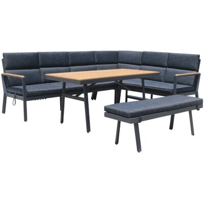 Gardissimo Dining-ecklounge "nabari" Inkl. Ecksofa, Bank, Tisch Und Kissen, Anthrazit / Braun, Ohne Sessel, Rechts Gardissimo Dining-ecklounge "nabari" Inkl. Ecksofa, Bank, Tisch Und Kissen, Anthrazit / Braun, Ohne Sessel, Rechts