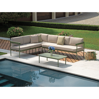Sitzecke Mit 2 Sofas Und Couchtisch Aus Grünem Aluminium Maligi Home Mg/tiglio Grün Sitzecke Mit 2 Sofas Und Couchtisch Aus Grünem Aluminium Maligi Home Mg/tiglio Grün