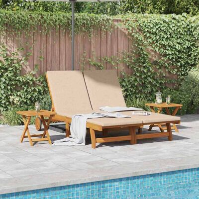 SORRUDER Vidaxl Sonnenliege Mit Kissen Beige Massivholz Akazie SORRUDER Vidaxl Sonnenliege Mit Kissen Beige Massivholz Akazie