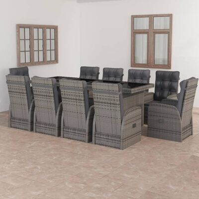 vidaXL Gartentisch-Set - 11-tlg. Grau vidaXL Gartentisch-Set - 11-tlg. Grau