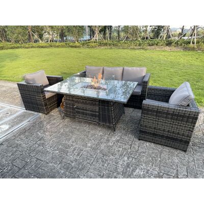 Fimous 5-Sitzer Rattan Gas-Feuertisch Sets - Gartenmöbel Fimous 5-Sitzer Rattan Gas-Feuertisch Sets - Gartenmöbel