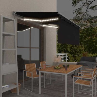 Vidaxl - Markise Manuell Einziehbar Mit Rollo & Led 3x2,5 M Anthrazit Vidaxl - Markise Manuell Einziehbar Mit Rollo & Led 3x2,5 M Anthrazit