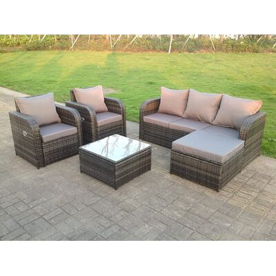 Lounge Gartenmöbel Set 6-sitzer Polyrattan Gartensofa Sitzgruppe Mit Kissen, Hocker, Couchtisch Für Garten, Terrasse Und Balkon - Fimous Lounge Gartenmöbel Set 6-sitzer Polyrattan Gartensofa Sitzgruppe Mit Kissen, Hocker, Couchtisch Für Garten, Terrasse Und Balkon - Fimous
