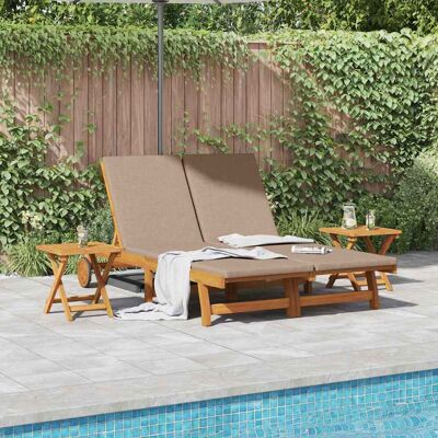 SORRUDER Vidaxl Sonnenliege Mit Kissen Taupe Massivholz Akazie SORRUDER Vidaxl Sonnenliege Mit Kissen Taupe Massivholz Akazie