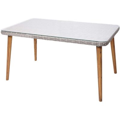 Poly-rattan Esstisch Hhg 753, Garten-/lounge-tisch, Stahl + Akazie Halbrundes Poly-rattan Mvg 150x90cm Grau Poly-rattan Esstisch Hhg 753, Garten-/lounge-tisch, Stahl + Akazie Halbrundes Poly-rattan Mvg 150x90cm Grau