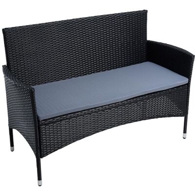 Estexo - Gartenbank Rattan Gartenmöbel 2-sitzer Rattanmöbel Sitzbank Sitzkissen Schwarz Estexo - Gartenbank Rattan Gartenmöbel 2-sitzer Rattanmöbel Sitzbank Sitzkissen Schwarz