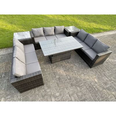 Fimous U-Form Rattan Sofa Set Verstellbarer Esstisch - Sofaset Fimous U-Form Rattan Sofa Set Verstellbarer Esstisch - Sofaset