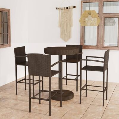 MINKUROW Vidaxl 5-tlg. Gartenbar-set Poly Rattan Braun MINKUROW Vidaxl 5-tlg. Gartenbar-set Poly Rattan Braun