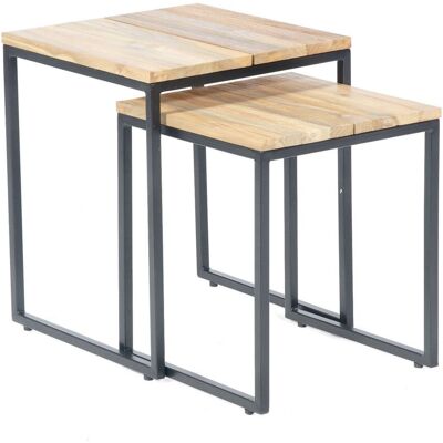 Sonnenpartner - 2er-set Lounge-tische Cambridge 45x45 40x47 Cm Anthrazit Teak Sonnenpartner - 2er-set Lounge-tische Cambridge 45x45 40x47 Cm Anthrazit Teak