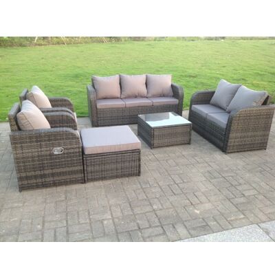 Polyrattan Garten Sofa Outdoor Gartenmöbel Set Für 8 Personen Balkonmöbel Sitzgruppe Mit Hocker,armstuhl,tisch Dunkelgrau Gemischt - Fimous Polyrattan Garten Sofa Outdoor Gartenmöbel Set Für 8 Personen Balkonmöbel Sitzgruppe Mit Hocker,armstuhl,tisch Dunkelgrau Gemischt - Fimous