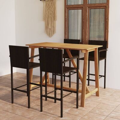 MINKUROW Vidaxl 5 Piece Garden Bar Set Brown (312409+313454) MINKUROW Vidaxl 5 Piece Garden Bar Set Brown (312409+313454)