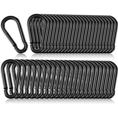 XISRENS 50er-packung 5 Cm (2 Zoll) Robuste Karabinerhaken, M5-federhaken Aus Schwarz Verzinktem Stahl, Rostbeständige Schlüsselanhänger-clips Für Hängematten, Camping, Wandern, Angeln Und Schaukeln XISRENS 50er-packung 5 Cm (2 Zoll) Robuste Karabinerhaken, M5-federhaken Aus Schwarz Verzinktem Stahl, Rostbeständige Schlüsselanhänger-clips Für Hängematten, Camping, Wandern, Angeln Und Schaukeln