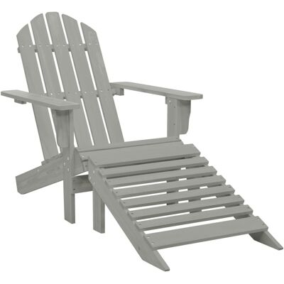 MINKUROW Vidaxl Garden Chair With Ottoman Wood Grey MINKUROW Vidaxl Garden Chair With Ottoman Wood Grey
