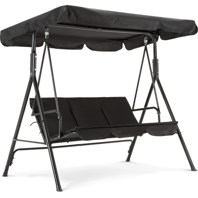 M Mcombo 3-sitzer Hollywoodschaukel, Gartenschaukel Mit Verstellbares Sonnendach, Schaukelbank Outdoor, Gartenliege Wetterfest, 114 X 170 X 155 Cm, Schwarz 8003 M Mcombo 3-sitzer Hollywoodschaukel, Gartenschaukel Mit Verstellbares Sonnendach, Schaukelbank Outdoor, Gartenliege Wetterfest, 114 X 170 X 155 Cm, Schwarz 8003