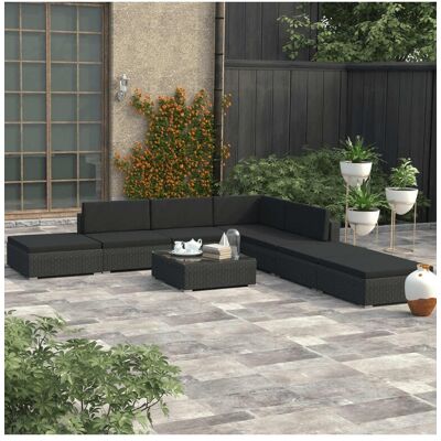 Minkurow - Vidaxl 8-tlg. Garten-lounge-set Mit Auflagen Poly Rattan Schwarz Minkurow - Vidaxl 8-tlg. Garten-lounge-set Mit Auflagen Poly Rattan Schwarz