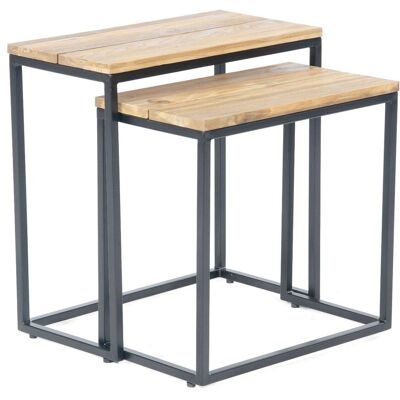 Sonnenpartner - 2x Lounge-tische Cambridge 30x60 35x55 Cm Anthrazit Teak Lounge-tisch Sonnenpartner - 2x Lounge-tische Cambridge 30x60 35x55 Cm Anthrazit Teak Lounge-tisch