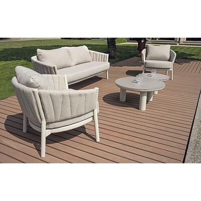 Set Bestehend Aus 3-sitzer-sofa, 2 Grauen Textilene-sesseln Und 2 Couchtischen Maligi Home Mg-geltrude Grau Set Bestehend Aus 3-sitzer-sofa, 2 Grauen Textilene-sesseln Und 2 Couchtischen Maligi Home Mg-geltrude Grau