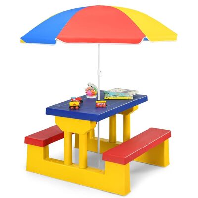 Costway Kinder Sitzgruppe Sitzgarnitur Kindermoebel Mit Sonnenschirm Kindertisch Picknickbank Costway Kinder Sitzgruppe Sitzgarnitur Kindermoebel Mit Sonnenschirm Kindertisch Picknickbank