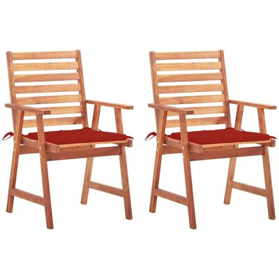 Vidaxl - Garten-essstühle 2 Stk. Mit Kissen Massivholz Akazie Vidaxl - Garten-essstühle 2 Stk. Mit Kissen Massivholz Akazie
