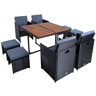 ESTEXO Polyrattan Sitzgruppe Gartenmöbel Set Rattanmöbel 8 Personen Gartenset Schwarz ESTEXO Polyrattan Sitzgruppe Gartenmöbel Set Rattanmöbel 8 Personen Gartenset Schwarz