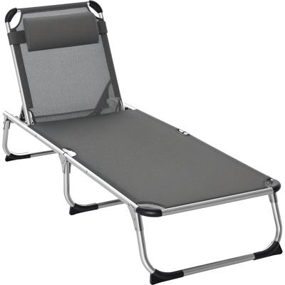 Outsunny Sonnenliege Faltbar Gartenliege Mit Kopfkissen Liegestuhl Mit Der 4-stufig Verstellbaren Rückenlehne Campingliege Bis 120 Kg Belastbar Für Outdoor-park, Garten, Grau Outsunny Sonnenliege Faltbar Gartenliege Mit Kopfkissen Liegestuhl Mit Der 4-stufig Verstellbaren Rückenlehne Campingliege Bis 120 Kg Belastbar Für Outdoor-park, Garten, Grau
