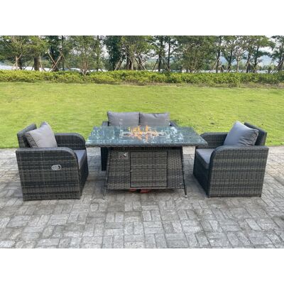 Fimous Rattan Outdoor Gas Fire Pit Table Sets - 4 Personen Fimous Rattan Outdoor Gas Fire Pit Table Sets - 4 Personen