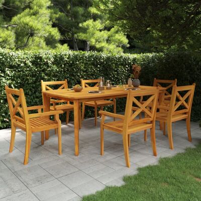 vidaXL 200 cm Akazien Garten Esstisch-Set - 7-teiliges Outdoor-Mobiliar vidaXL 200 cm Akazien Garten Esstisch-Set - 7-teiliges Outdoor-Mobiliar