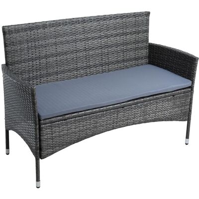 Estexo - Gartenbank Rattan Gartenmöbel 2-sitzer Rattanmöbel Sitzbank Mit Sitzkissen Grau Estexo - Gartenbank Rattan Gartenmöbel 2-sitzer Rattanmöbel Sitzbank Mit Sitzkissen Grau