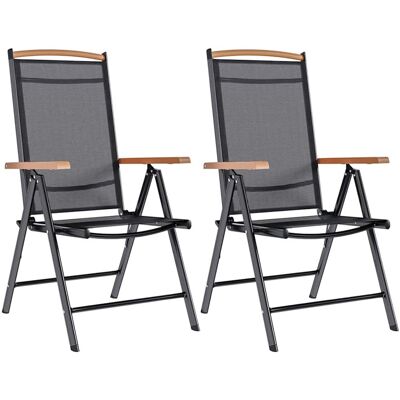 Gartenstühle Klappbar 2 Stk. Aluminium Und Textilene Schwarz - Vidaxl Gartenstühle Klappbar 2 Stk. Aluminium Und Textilene Schwarz - Vidaxl