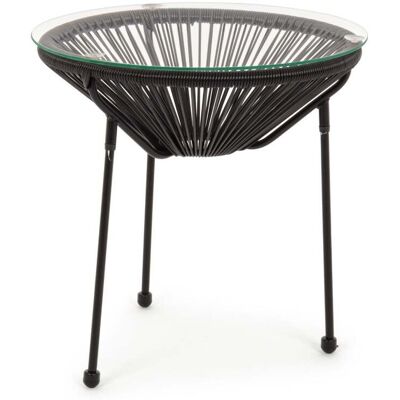YES EVERYDAY Moderne Lounge Set 'parker' Mit Sesseln Und Couchtisch Aus Synthetischem Seil Für Garten Und Veranda -couchtisch Ø50 Cm / Schwarz YES EVERYDAY Moderne Lounge Set 'parker' Mit Sesseln Und Couchtisch Aus Synthetischem Seil Für Garten Und Veranda -couchtisch Ø50 Cm / Schwarz