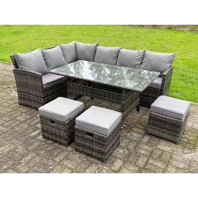 9 Sitzer Outdoor Gartenmöbel-set Ecksofa Esstisch Sets Terrassen Mit 3 Hockern - Fimous 9 Sitzer Outdoor Gartenmöbel-set Ecksofa Esstisch Sets Terrassen Mit 3 Hockern - Fimous