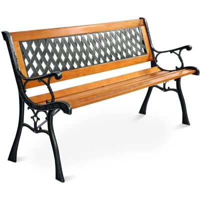 Gartenbank Holz Metallrahmen 2 Sitzer, Parkbank 210kg, Terrassenbank, 125 X 52 X 73 Cm, Für Balkon, Garten, Veranda - Costway Gartenbank Holz Metallrahmen 2 Sitzer, Parkbank 210kg, Terrassenbank, 125 X 52 X 73 Cm, Für Balkon, Garten, Veranda - Costway