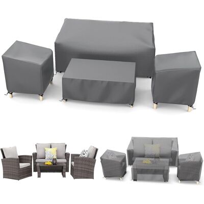XISRENS Startwo Wasserdichte Schutzhüllen Für Gartenmöbel, 4-teiliges Set Für Stühle, Zweisitzer-sofa Und Couchtisch, Grau XISRENS Startwo Wasserdichte Schutzhüllen Für Gartenmöbel, 4-teiliges Set Für Stühle, Zweisitzer-sofa Und Couchtisch, Grau