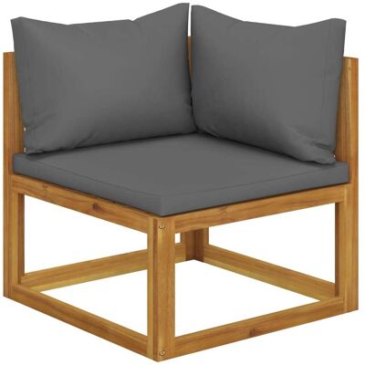 Vidaxl Sectional Corner Sofa & Dark Grey Cushion Solid Acacia Wood Vidaxl Sectional Corner Sofa & Dark Grey Cushion Solid Acacia Wood