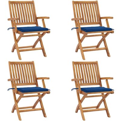 Vidaxl - Klappbare Gartenstühle Mit Kissen 4 Stk. Massivholz Teak Vidaxl - Klappbare Gartenstühle Mit Kissen 4 Stk. Massivholz Teak