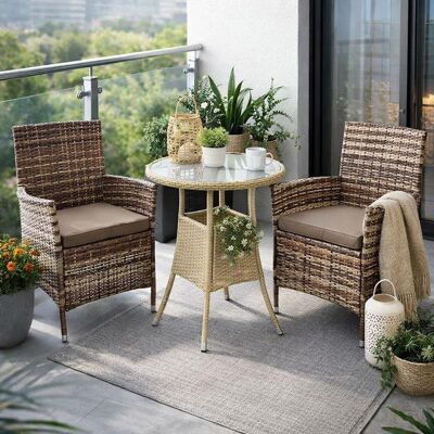ESTEXO Polyrattan Gartenmöbel Set Gartenset Sitzgruppe Rattan Essgruppe Sessel Beige ESTEXO Polyrattan Gartenmöbel Set Gartenset Sitzgruppe Rattan Essgruppe Sessel Beige