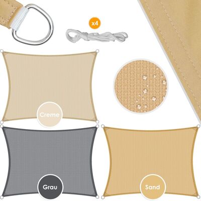 Kesser - Sonnensegel Sonnenschutz Windschutz Hdpe Gewebe Wasser-/windabweisend 5-fach Quer Vernäht Robust & Stabil Creme-rechteck / 2x4m Kesser - Sonnensegel Sonnenschutz Windschutz Hdpe Gewebe Wasser-/windabweisend 5-fach Quer Vernäht Robust & Stabil Creme-rechteck / 2x4m