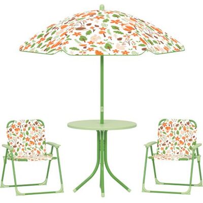 ENLENK Ensemble Aus 4-teiligem Gartenmöbel-set Für Kinder Im Freien, Mit Elefanten- Und Giraffenmotiv, Verstellbarer Sonnenschirm Ø 100 Cm, Klappbarer Stuhl ENLENK Ensemble Aus 4-teiligem Gartenmöbel-set Für Kinder Im Freien, Mit Elefanten- Und Giraffenmotiv, Verstellbarer Sonnenschirm Ø 100 Cm, Klappbarer Stuhl