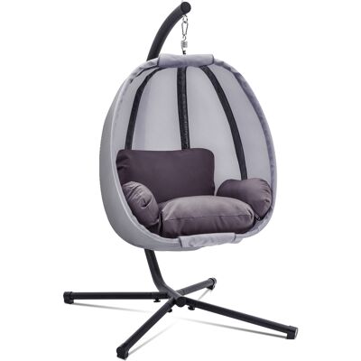 Mcombo Hängesessel Hängestuhl Schaukel Korb Inkl. Gestell Hängekorb Kissen 8072 Grau Mcombo Hängesessel Hängestuhl Schaukel Korb Inkl. Gestell Hängekorb Kissen 8072 Grau