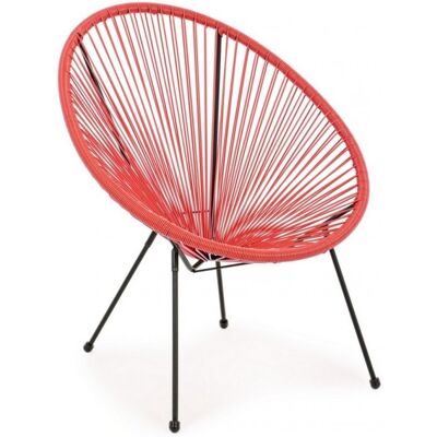 Yes Everyday - Moderne Lounge Set 'parker' Mit Sesseln Und Couchtisch Aus Synthetischem Seil Für Garten Und Veranda -sessel / Rot Yes Everyday - Moderne Lounge Set 'parker' Mit Sesseln Und Couchtisch Aus Synthetischem Seil Für Garten Und Veranda -sessel / Rot